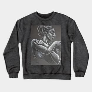 Pensive - Portrait Of A Woman Crewneck Sweatshirt